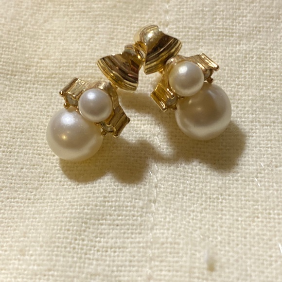 Christian Dior Faux Pearl Swarovski Crystal Earrings